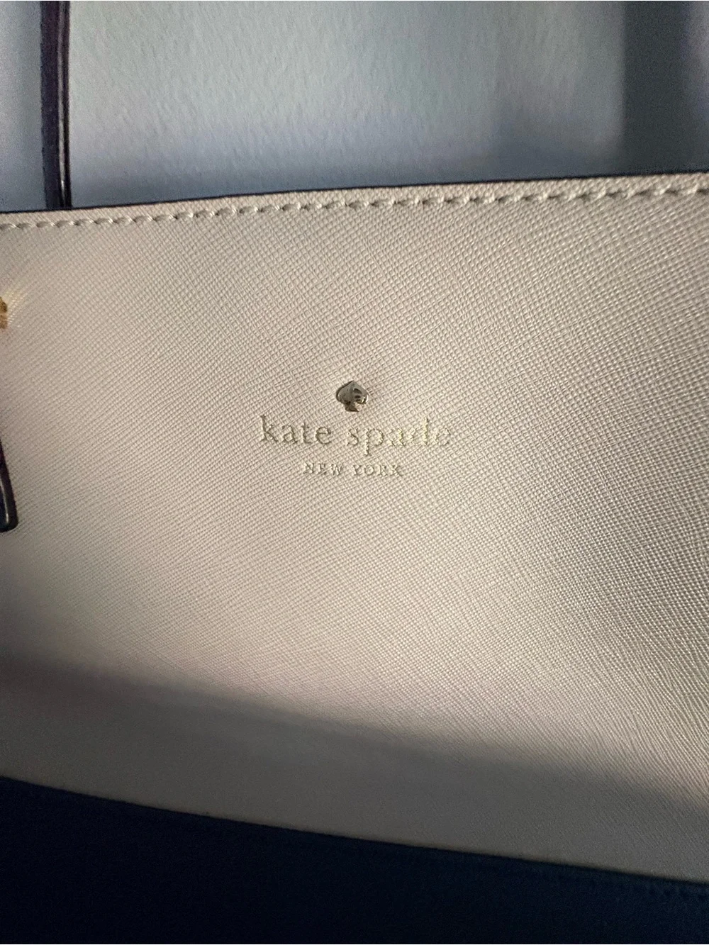 Kate Spade New York Cream & Navy Saffiano Leather Tote - Picture 2 of 4